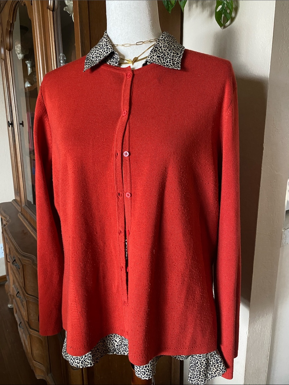 Women's orange Button-Front Sweater